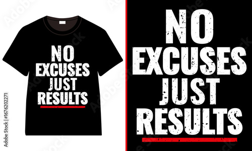 No Excuses Just Results T‑Shirt, Bold Distressed Motivational Gym Typography