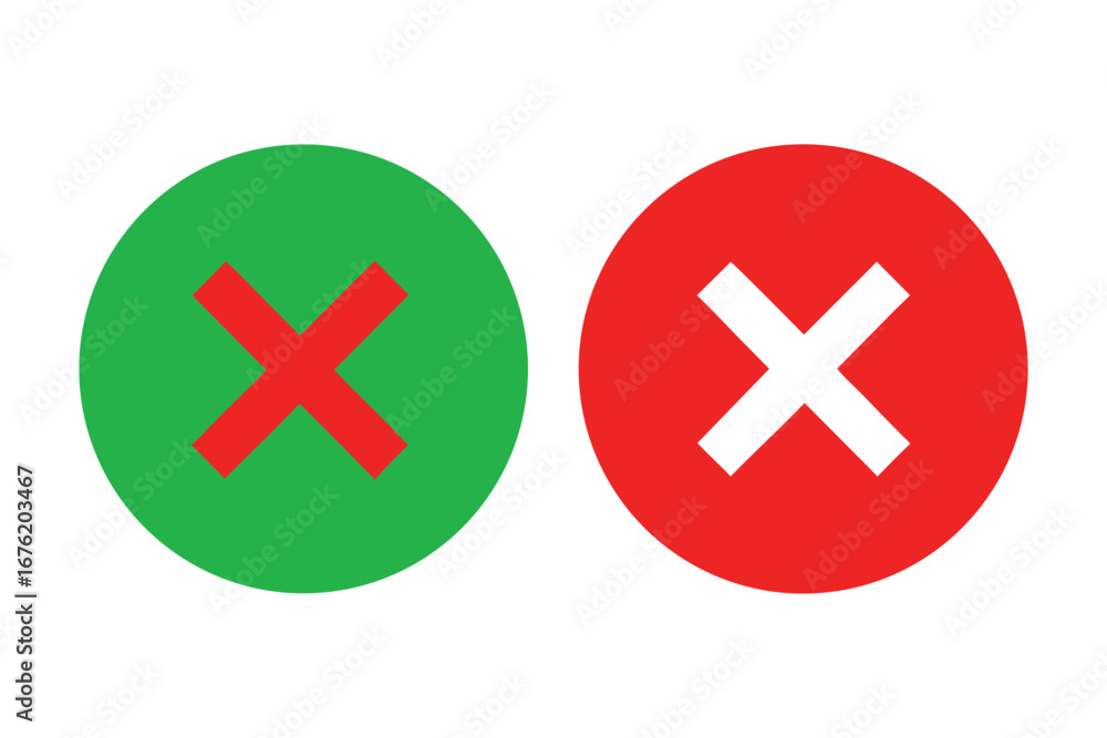 Obraz premium Two circular buttons green and red interface elements