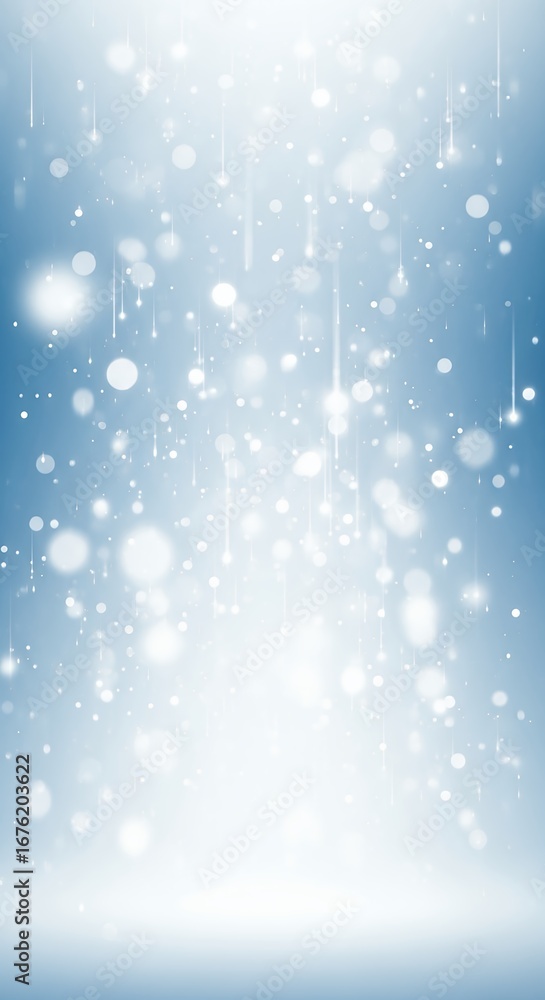 Fototapeta premium Sparkling Winter Background with Falling Snowflakes and Soft Blue Gradient for Holiday Designs