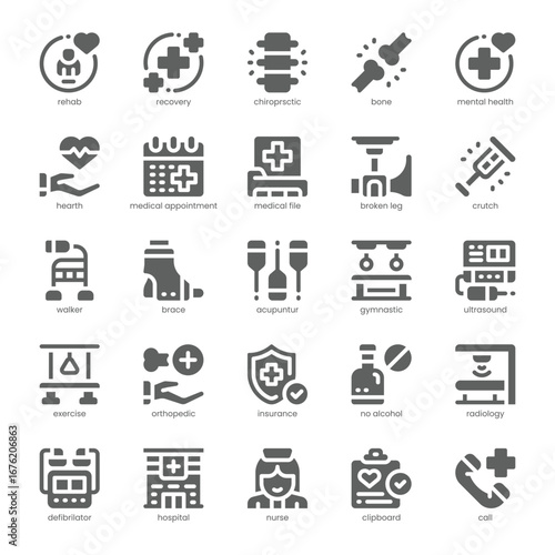 Rehab Center Icon pack for your website, mobile, presentation, and logo design. Rehab Center Icon solid design. Vector graphics illustration and editable stroke.