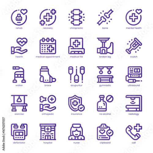 Rehab Center Icon pack for your website, mobile, presentation, and logo design. Rehab Center Icon line basic color design. Vector graphics illustration and editable stroke.