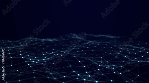 Abstract blue futuristic background. Technological wave of information data flow. 3D rendering.