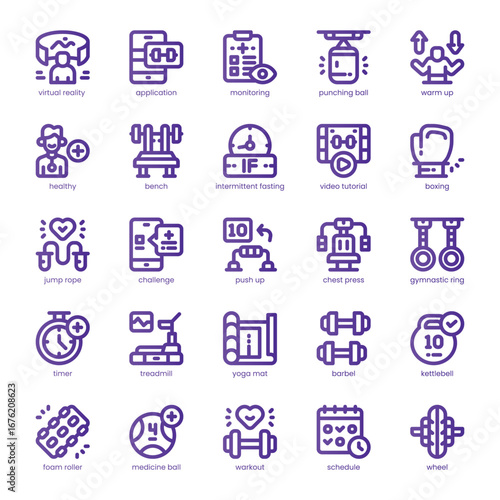 Home Workout Icon pack for your website, mobile, presentation, and logo design. Home Workout Icon line basic color design. Vector graphics illustration and editable stroke.