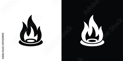 Simple Fire Icon with Flames on a Transparent Background. Isolated Sign