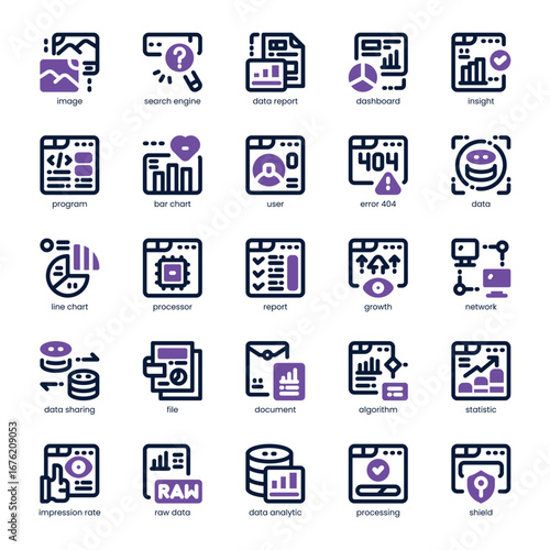 Website Analytic Icon pack for your website, mobile, presentation, and logo design. Website Analytic Icon dual tone design. Vector graphics illustration and editable stroke.