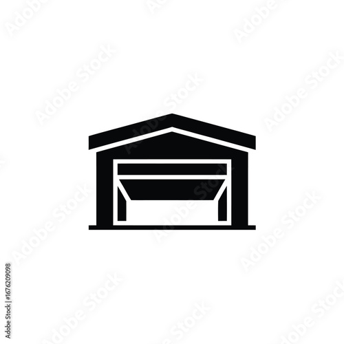Open Doorway Glyph, Garage Entrance Icon, Carport Symbol, Building Shape, Transparent