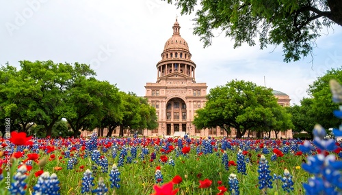 State Capitol Building surrounded by wildflowers