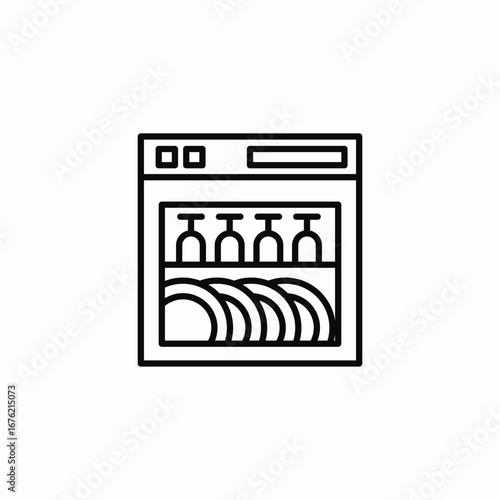 dishwasher with dishes icon sign vector