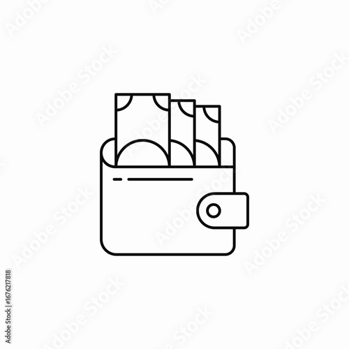 wallet with cash icon sign vector