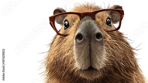 cute capybara on white background