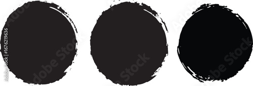 Abstract Ink Circle Brushstroke Icons – Grunge Style Vector Elements