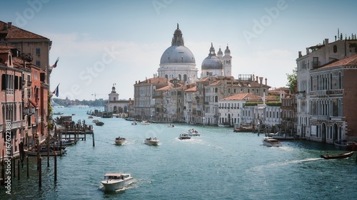 Venice Grand Canal with Gondolas and Santa Maria della Salute Basilica, Italy