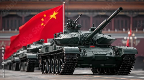 Chinese Tank Fleet Marches Solemnly