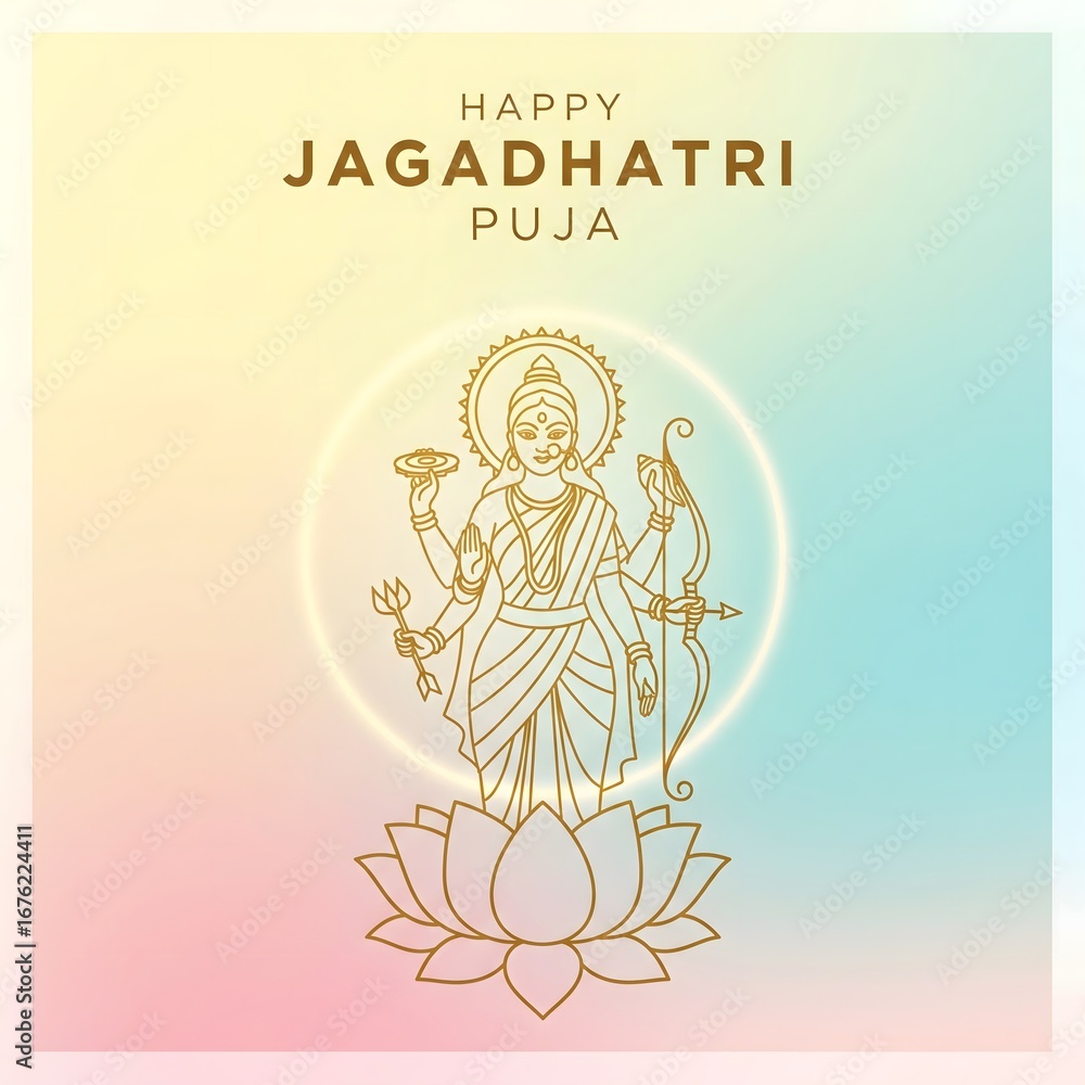 Obraz premium Happy jagadhatri puja celebration with goddess durga illustration