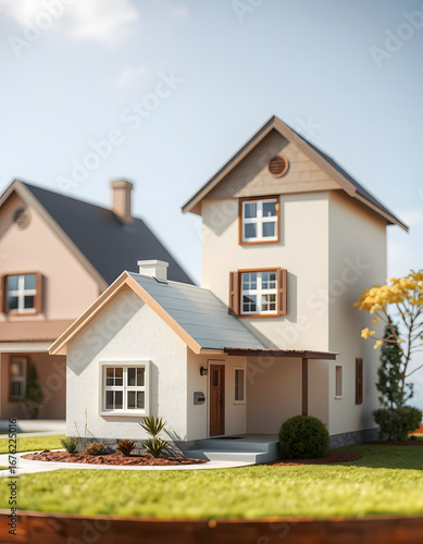 Real estate investment concept, analyzing mortgage loan home and insurance real property mortgage. interest rate, Investment planning, business real estate, buy a house, realistic. isolated with whi
