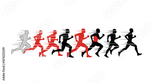 Dynamic evolution of running silhouettes in progression motion