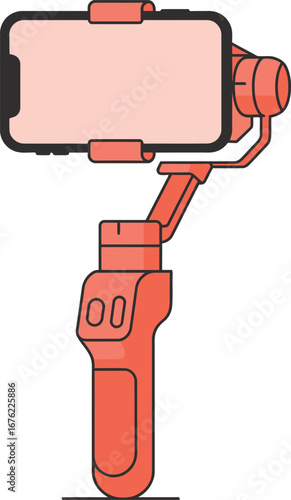 A professional electronic handheld gimbal stabilizer with a smartphone attached, designed for smooth, cinematic video recording and steady photography, a modern tool for mobile filmmaking.