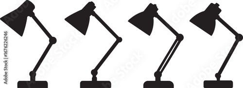 Four Silhouette Desk Lamps with Adjustable Arms light lighting