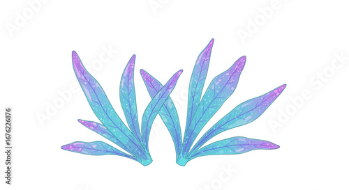Vibrant gradient seaweed with stardust effect on white background