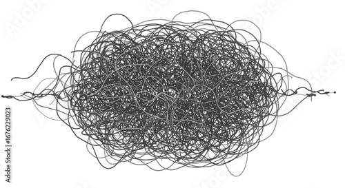 Chaotic abstract line scribble on white background
