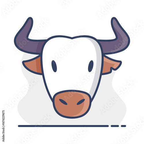 Spanish bull buffalo icon. Animal head vector