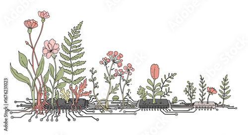 Nature meets technology: flowers and circuits in harmony