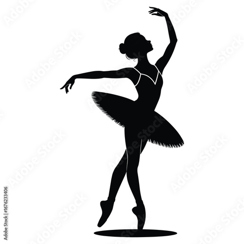 Elegant ballerina in a graceful pose silhouette