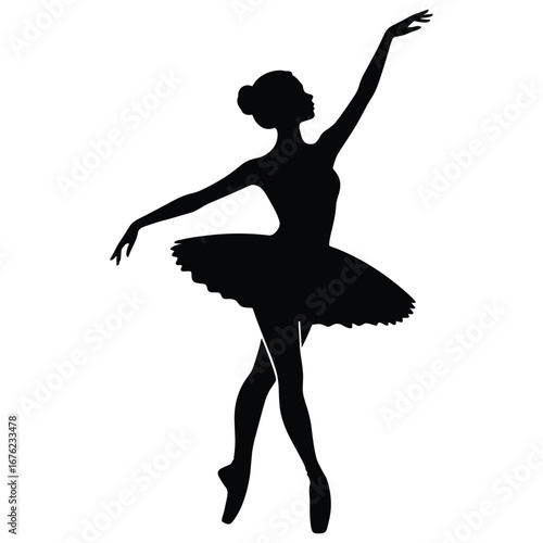 Elegant ballerina dancer in graceful pose silhouette