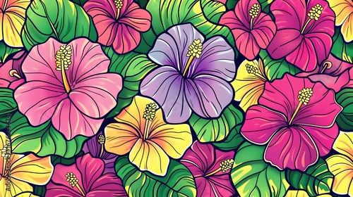 Whimsical Hawaii Doodle Pattern Coloring Page