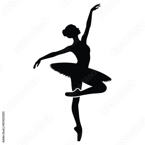 Elegant ballerina performing a graceful dance pose silhouette