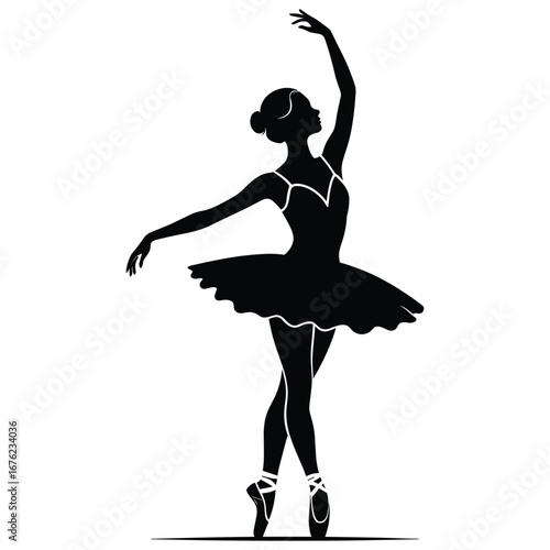 Elegant ballerina in a graceful pose silhouette