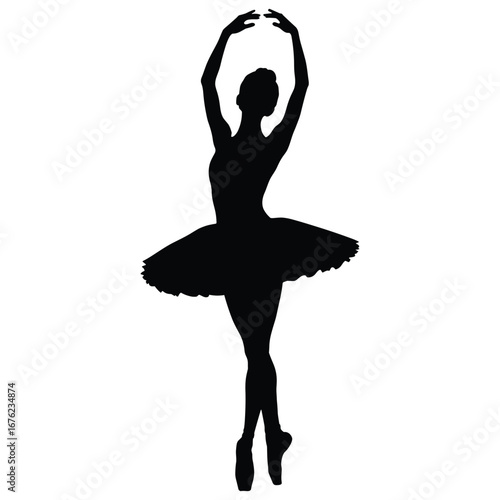 Elegant ballerina performing ballet dance in a tutu silhouette