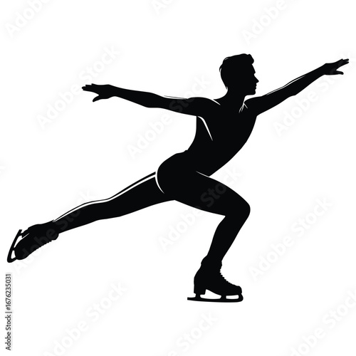 Male figure skater performing a graceful move silhouette