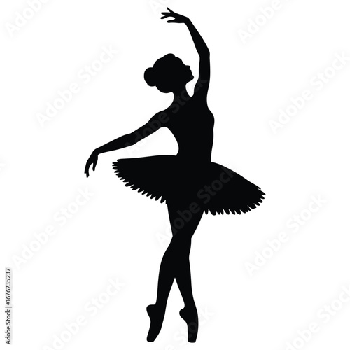 Elegant ballerina in a graceful pose silhouette