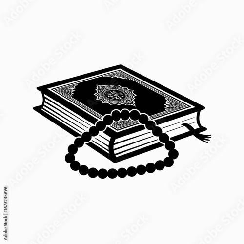 Islamic holy book quran with prayer beads tasbih
