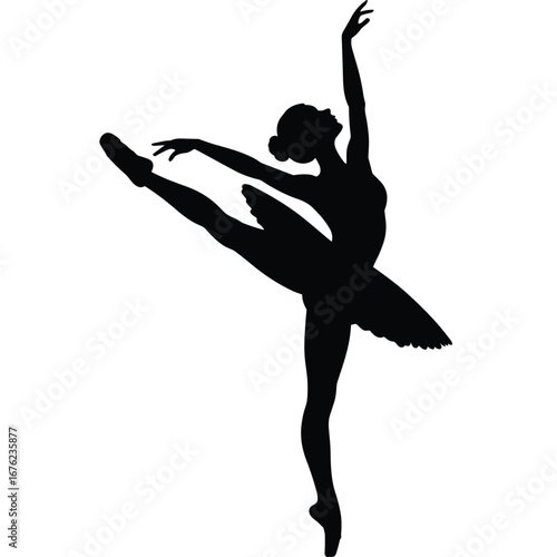 Elegant ballerina performing a graceful arabesque silhouette