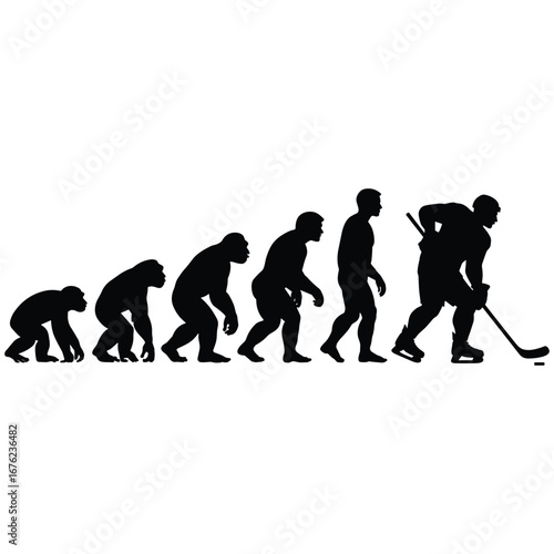 Hockey player evolution silhouette