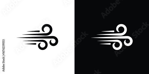Abstract Wind Motion Logo with Swirls and Dashes on Transparent Background