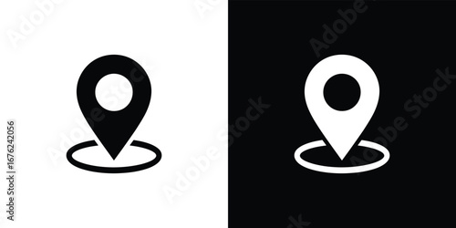 Location Pin Pointer Black and White Inverted Icon Map Marker Symbol Simple Design