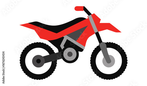 Vibrant red and black motocross motorcycle with knobby tires ready for off road adventure