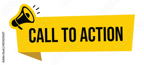 Megaphone with call to action speech bubble. Loudspeaker. Banner for business, marketing and advertising. Vector illustration.