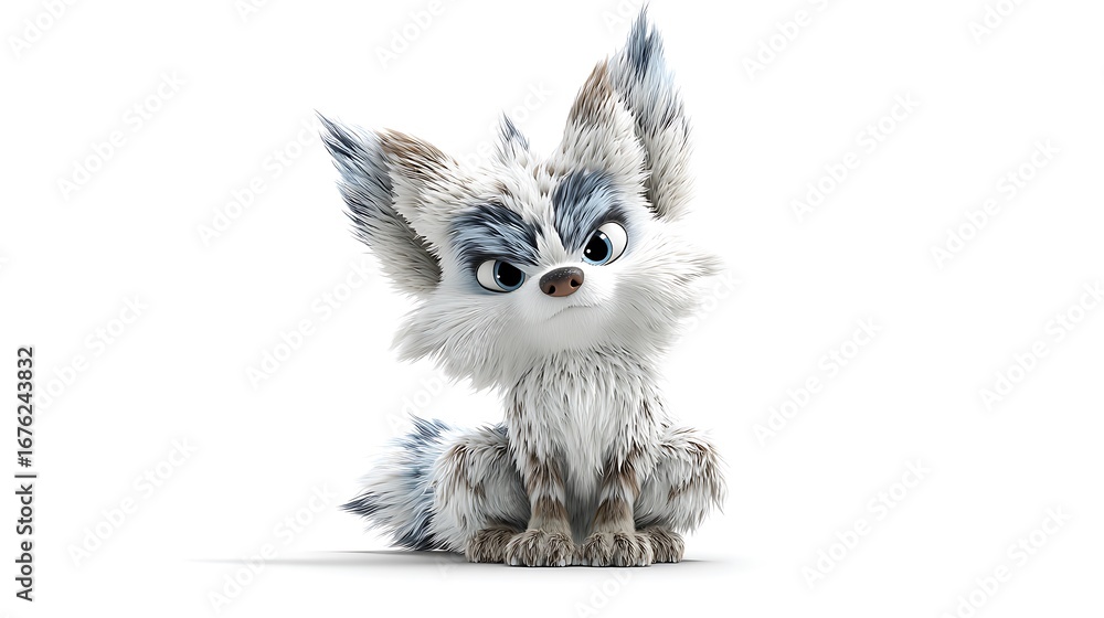 Obraz premium 3d cute wolf cartoon character