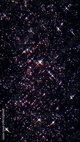Enjoy a mesmerizing abstract animation of twinkling stars on a dark cosmic background, sparking deep wonder. Vertical wallpapers for phones