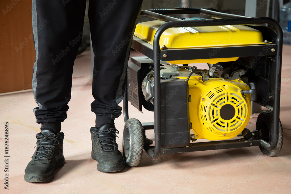 Fototapeta premium Portable gasoline generator.The use of an autonomous energy source. An additional source of energy