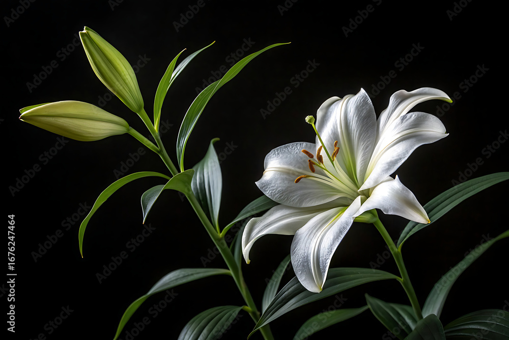 Cinematic 8K Realistic White Lily Bloom with High Contrast and Intricate Pistil Cinematic 8K Realistic White Lily Bloom with High Contrast and Intricate Pistil