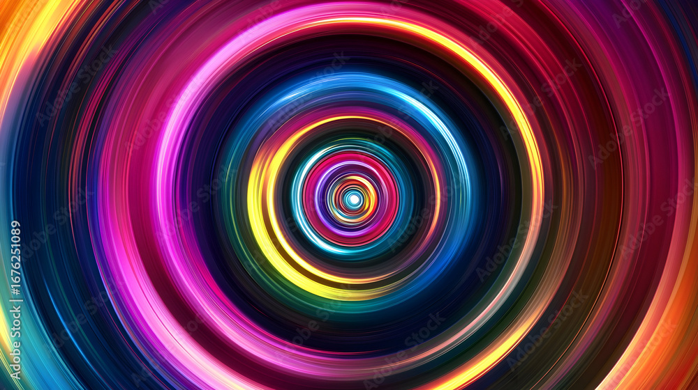 Obraz premium Hypnotic digital art of concentric rings in vivid colors for contemporary design