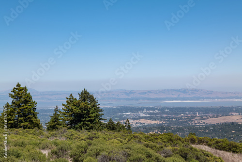 State Route 35 (SR 35), Skyline Boulevard. Upper Spring Ridge Roadside Parking, San Mateo County, California. Santa Cruz Mountains. Cold summer mediterranean climate. Santa Clara Valley.