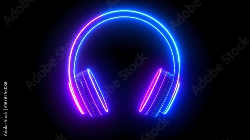 Neon headphones graphic