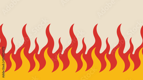 Vibrant retro fire flames border design for dynamic backgrounds and energetic themes