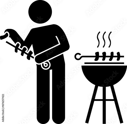 BBQ Grill icon.Portable grill camping vacation outline icon.outline vector sign, linear style pictogram isolated on white. Bbq symbol, logo illustration. Editable stroke. Pixel perfect.